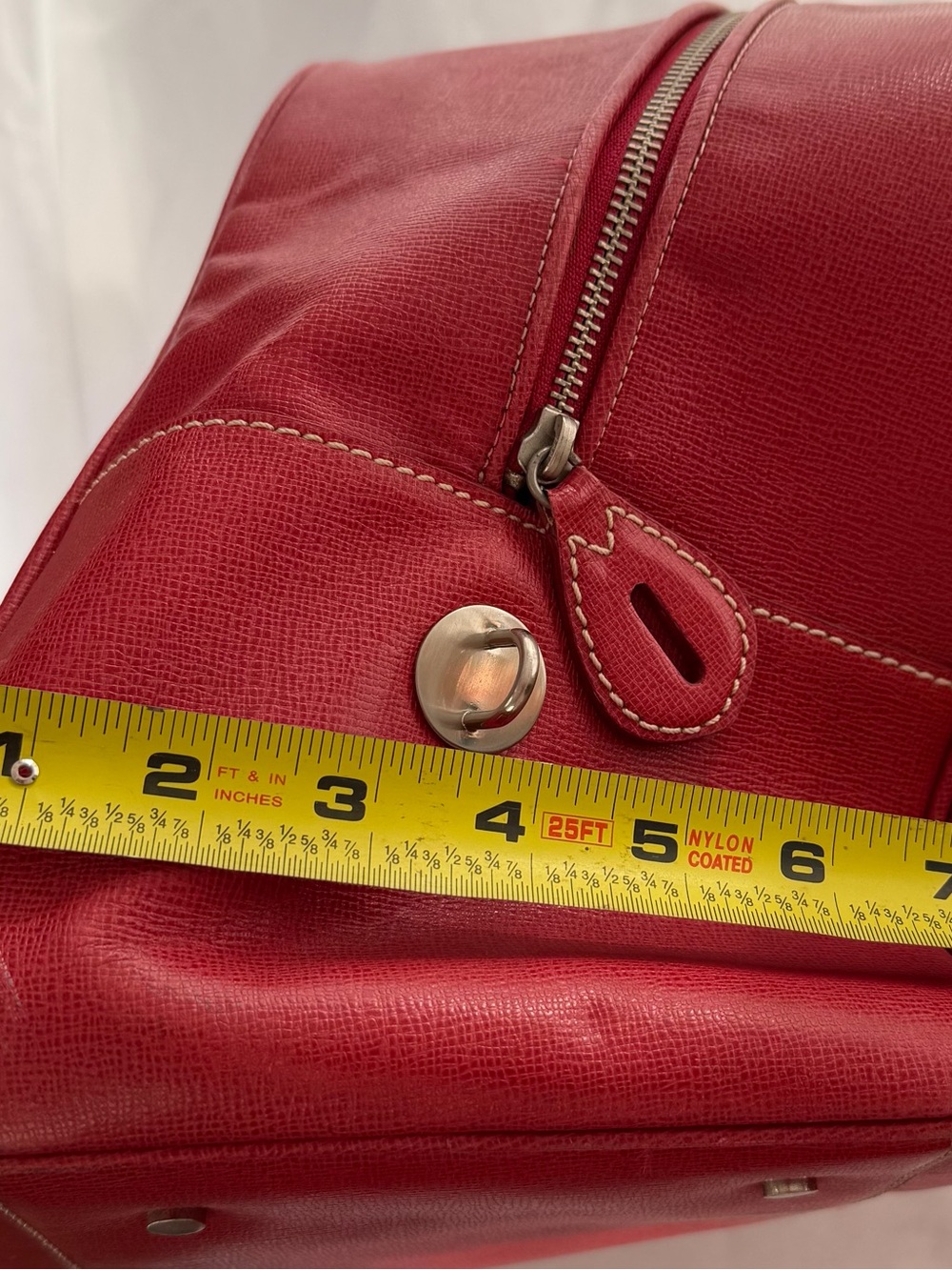 Vintage Ann Taylor Red Leather Duffle Bag Weekender CarryOn Travel Luggage AS IS - Picture 9 of 16